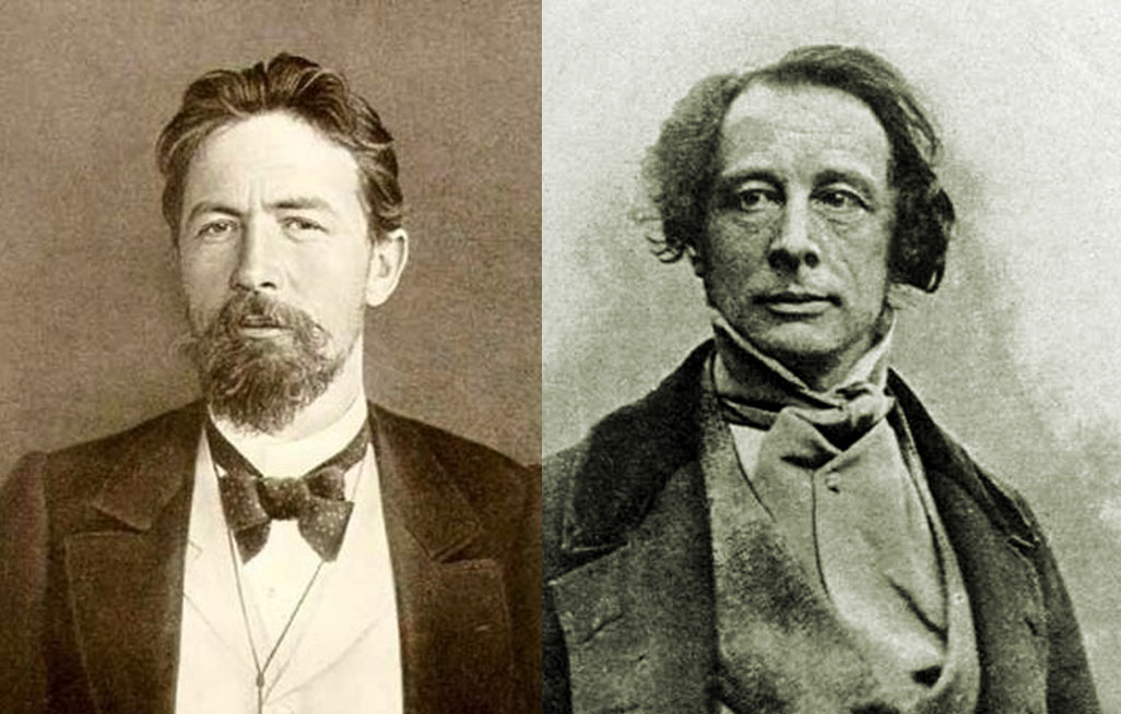 Anton Chekhov in Yalta, 1900; Charles Dickens in daguerreotype by Antoine Francois Jean Claudet, London, circa 1852