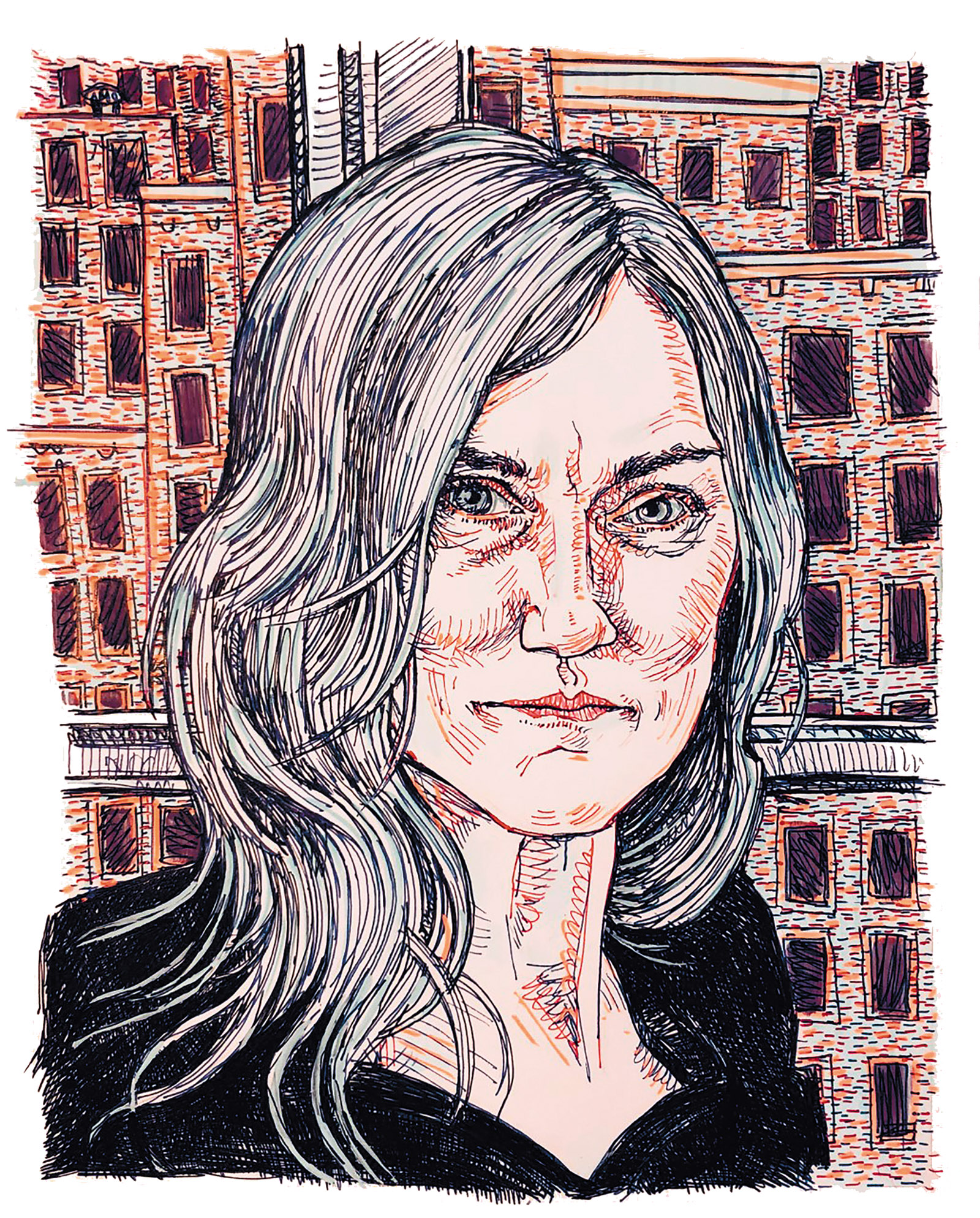 Nell Zink; drawing by Hope Gangloff