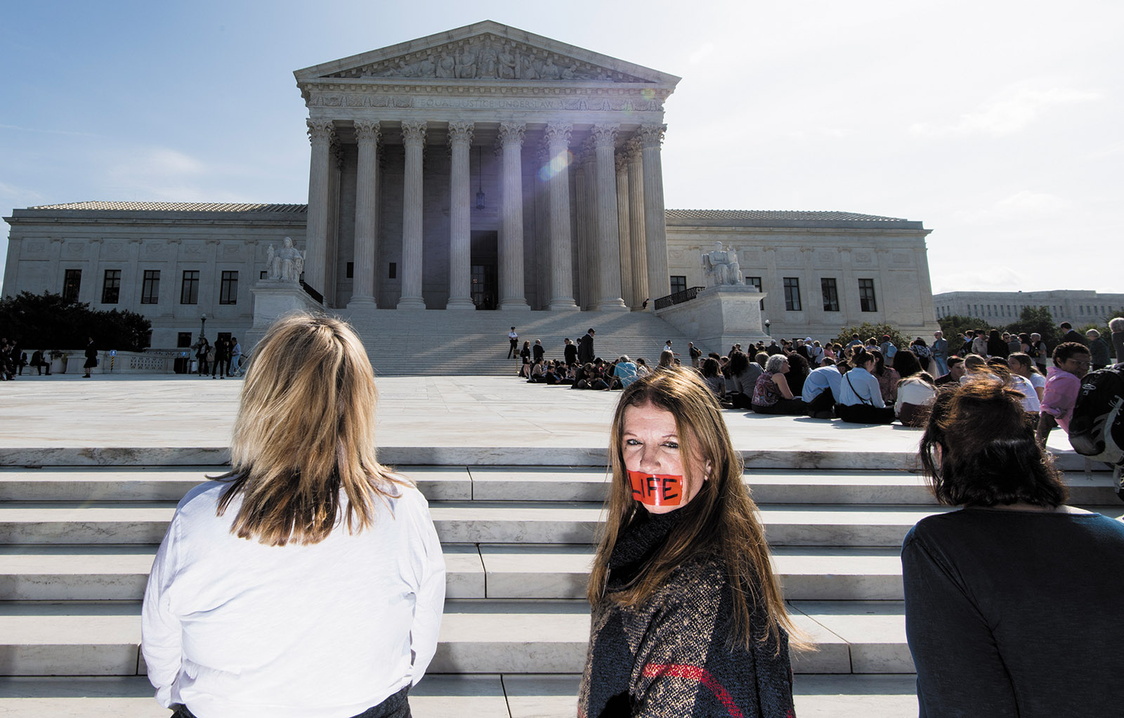 Anti-abortion demonstrators on the first day of the Supreme Court’s new session, Washington, D.C., October 2019