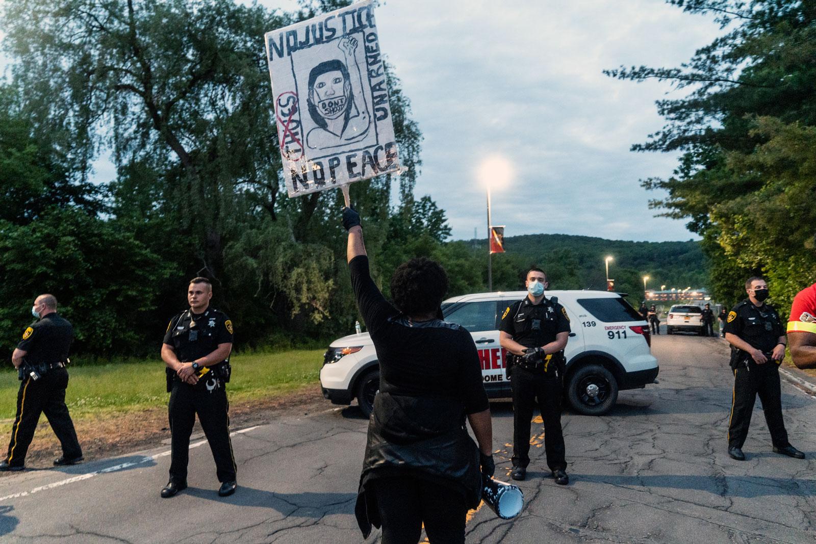 A protest outside Broome County Jail, Binghamton, New York