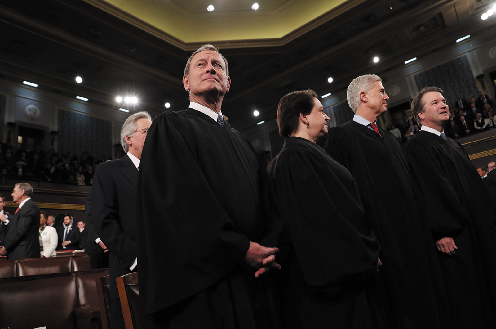 Chief Justice John Roberts and Associate Justices Elena Kagan, Neil Gorsuch, and Brett Kavanaugh
