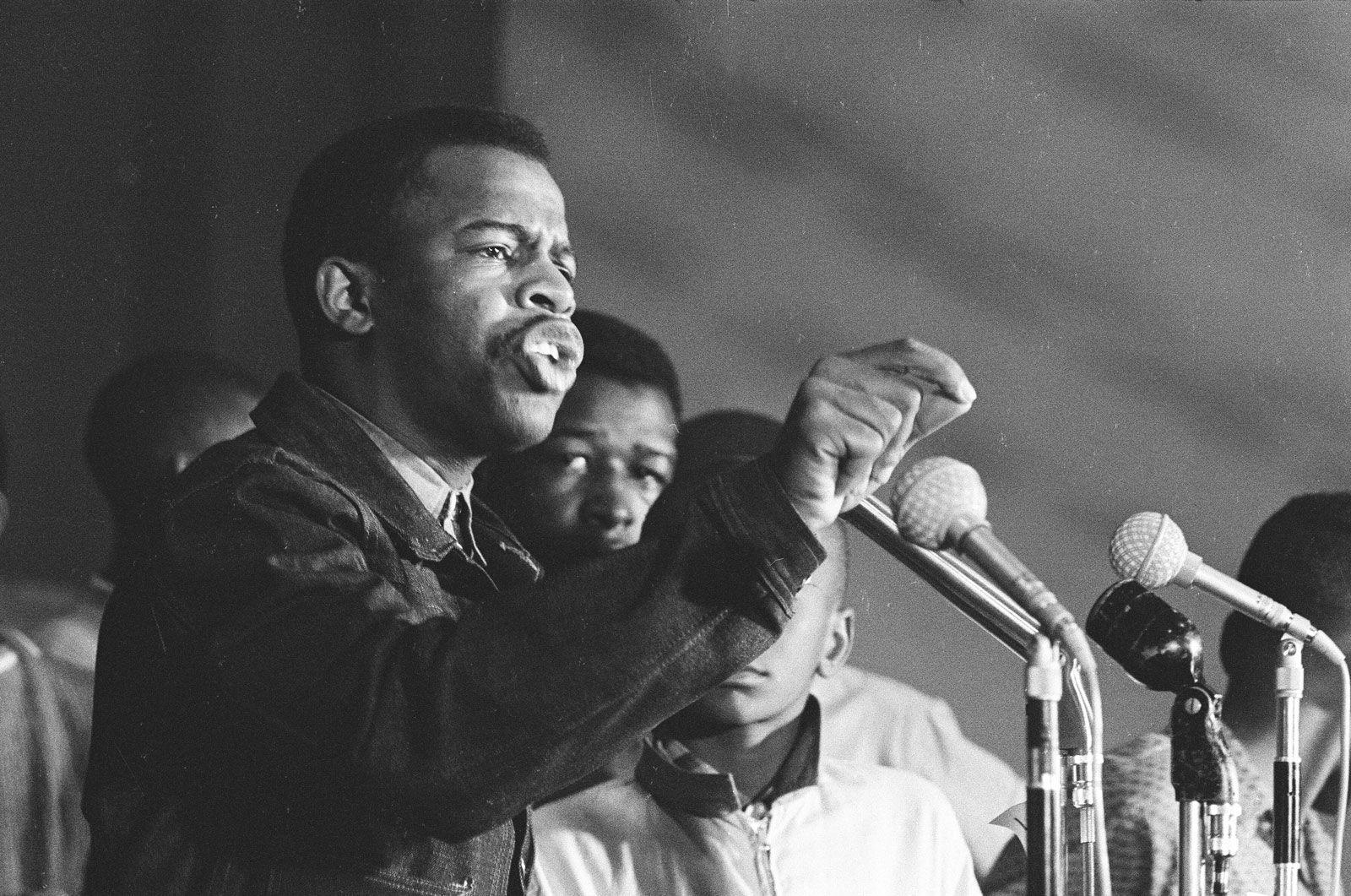 John Lewis speaking at a Student Nonviolent Coordinating Committee (SNCC) event in Greenwood, Mississippi, 1963 