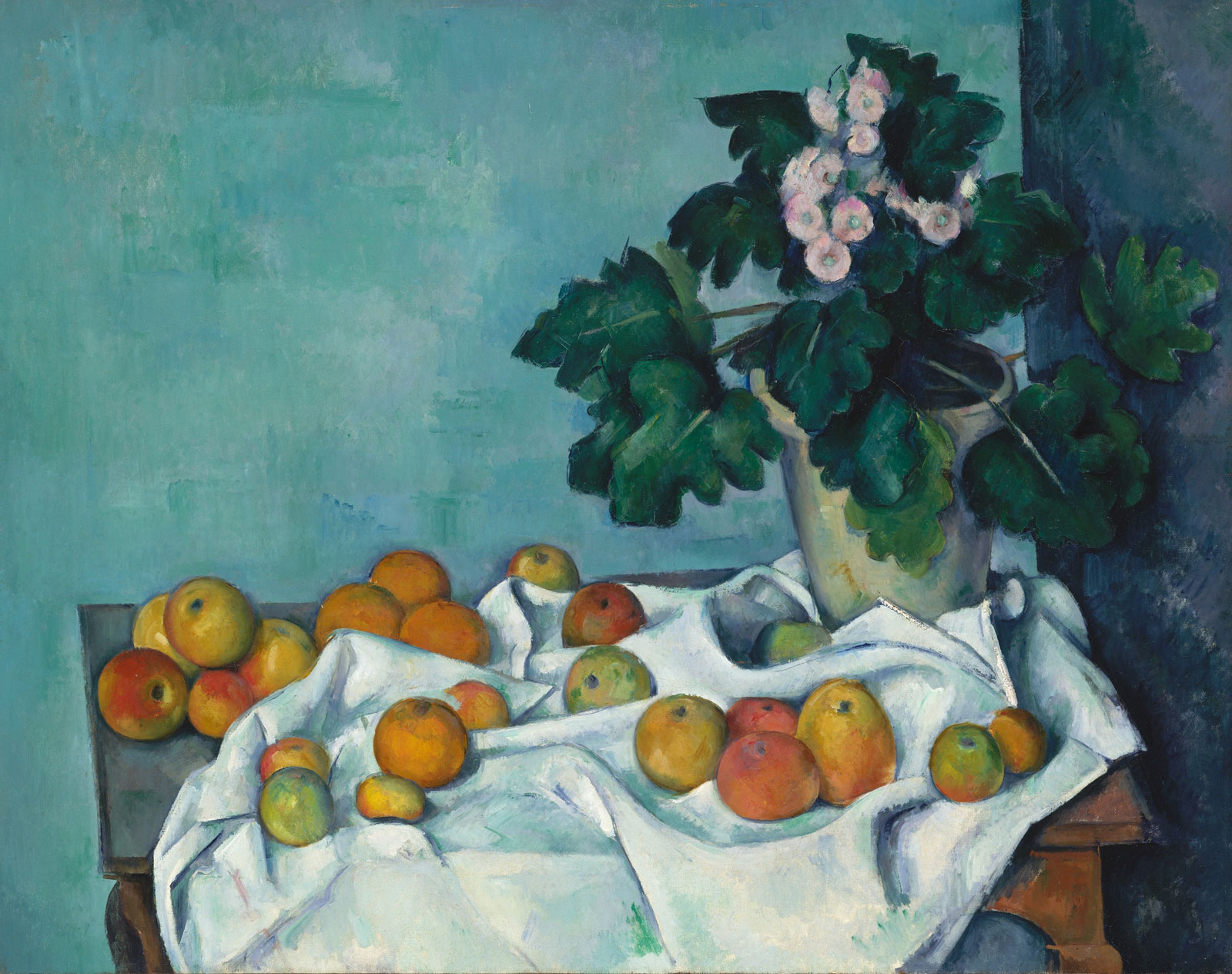 Paul Cézanne: Still Life with Apples and a Pot of Primroses, circa 1890