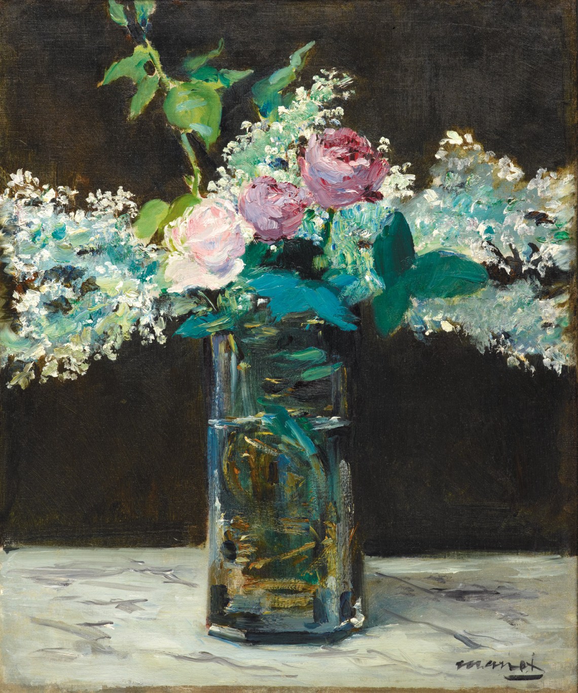 Vase of White Lilacs and Roses; painting by Édouard Manet