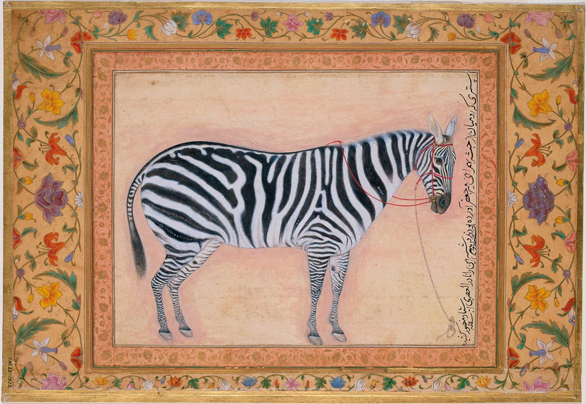 A zebra at the Mughal Court; painting by Ustad Mansur of the school of Jahangir, India