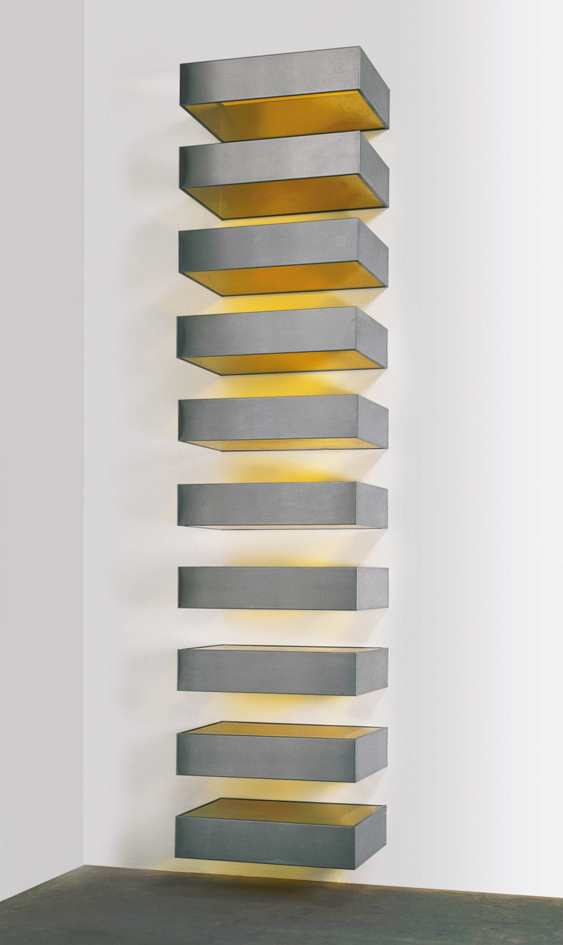 Untitled (DSS 123), stainless steel and plexiglass, 1968; by Donald Judd