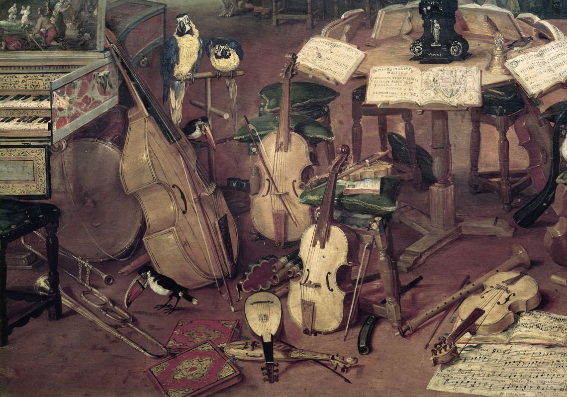 Musical instruments, by Brueghel