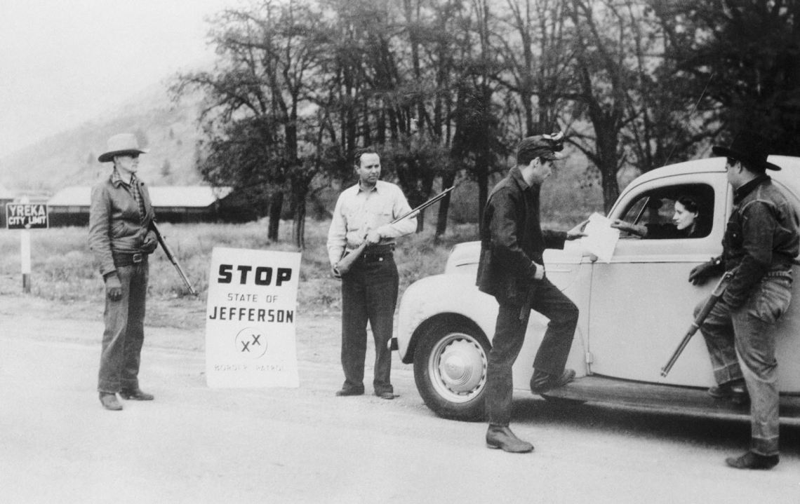 Militiamen stopping a motorist