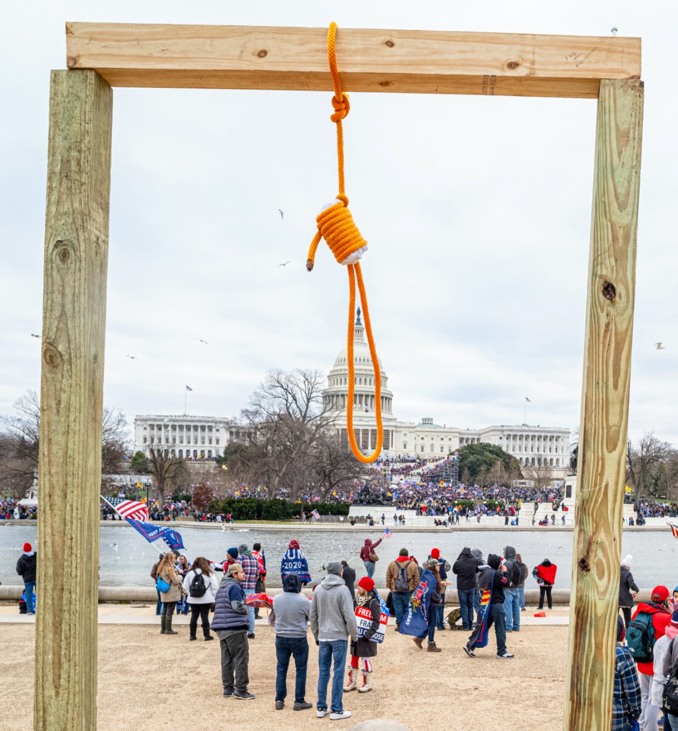 A noose and gallows outside the Capitol