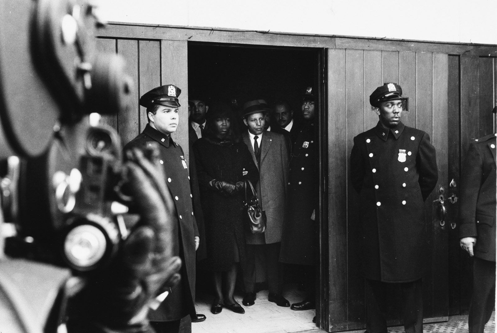 Betty Shabazz and Percy Sutton at Malcolm’s Funeral, 1965