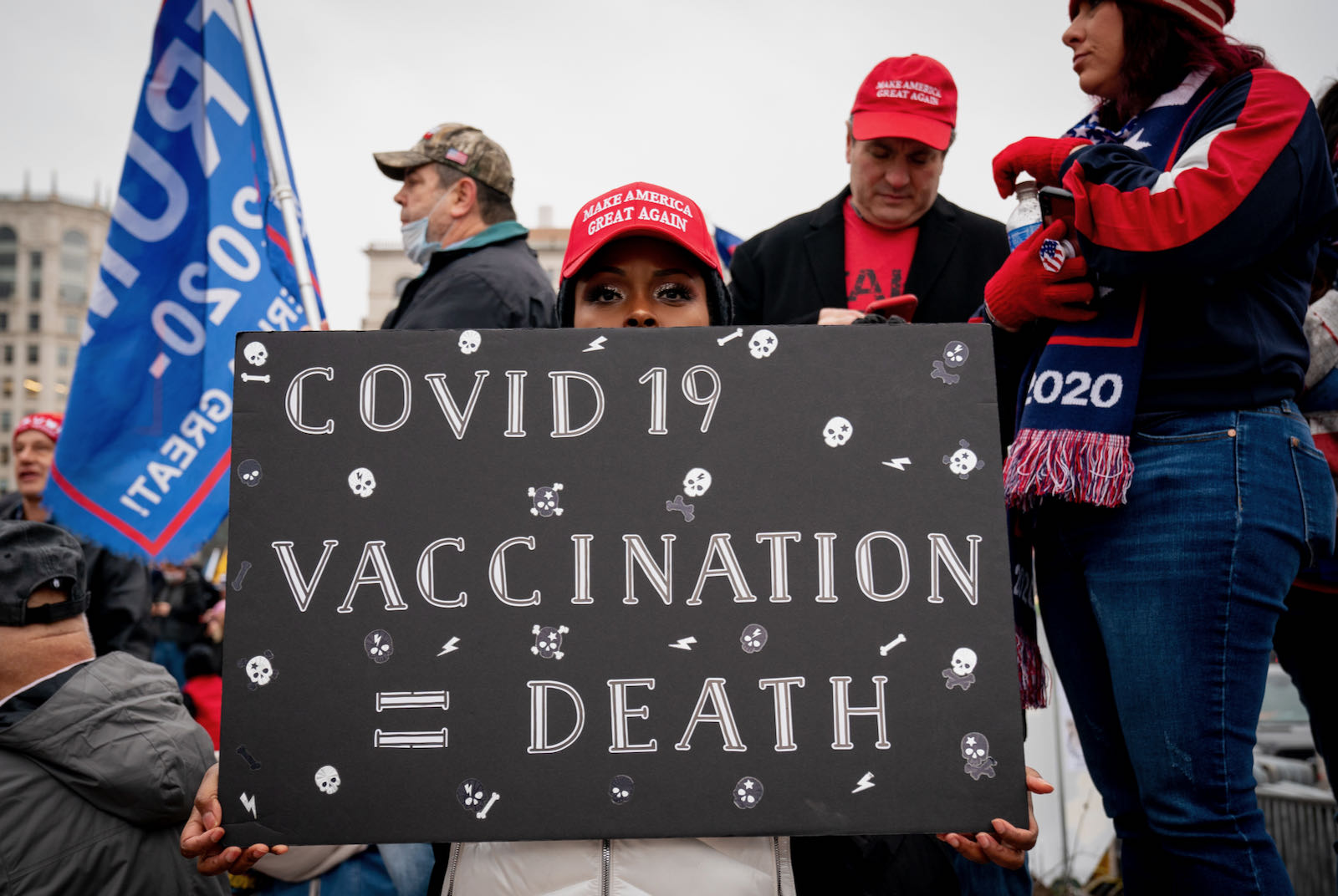 An anti-vaccine protester
