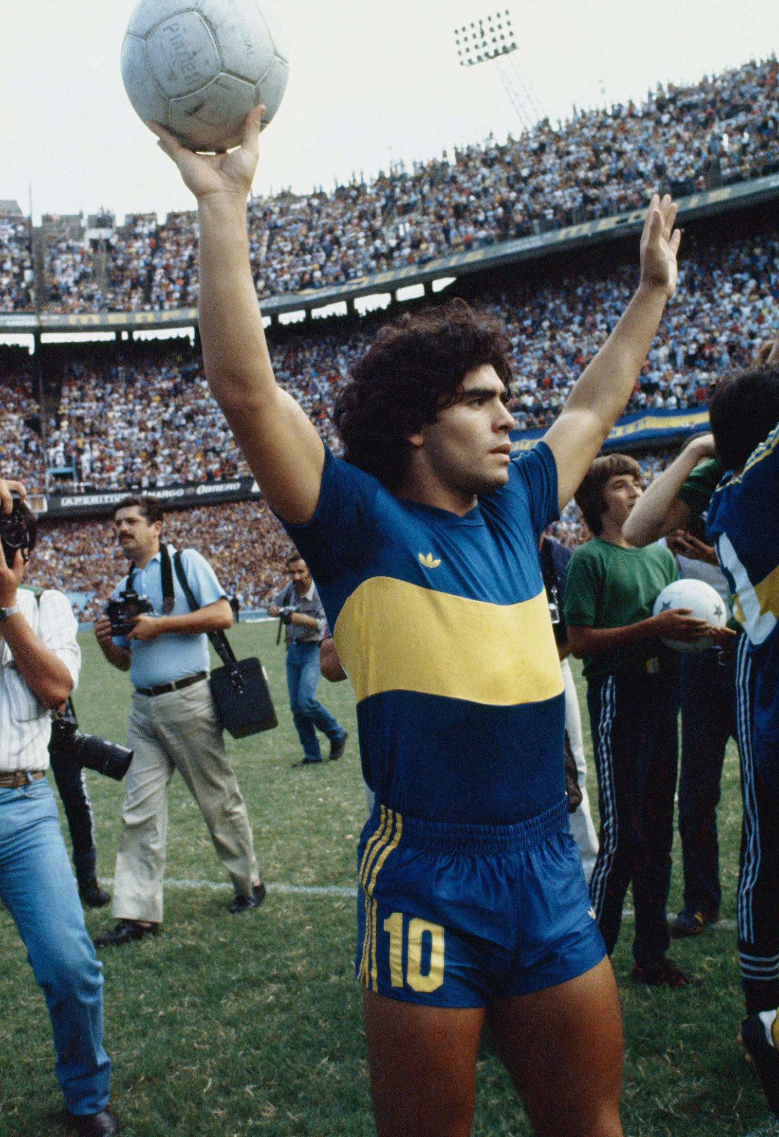 Diego Maradona saluting his fans, 1981