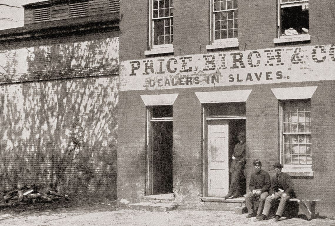 Union soldiers guarding the premises of a former slave dealer, Alexandria, Virginia, 1865