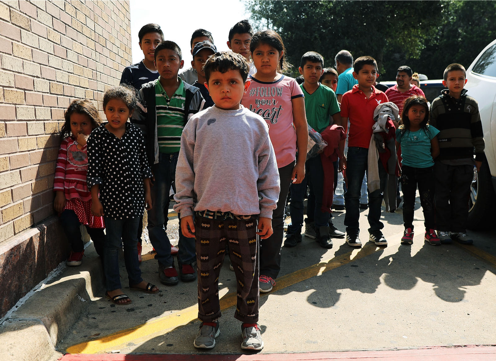 Central American migrant children waiting for assistance, McAllen, Texas, 2018