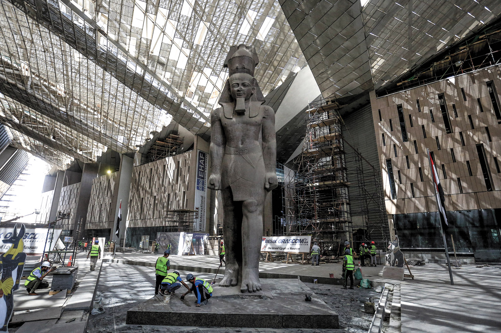 A statue of Ramses II in the Grand Egyptian Museum, which is being constructed on the Giza Plateau