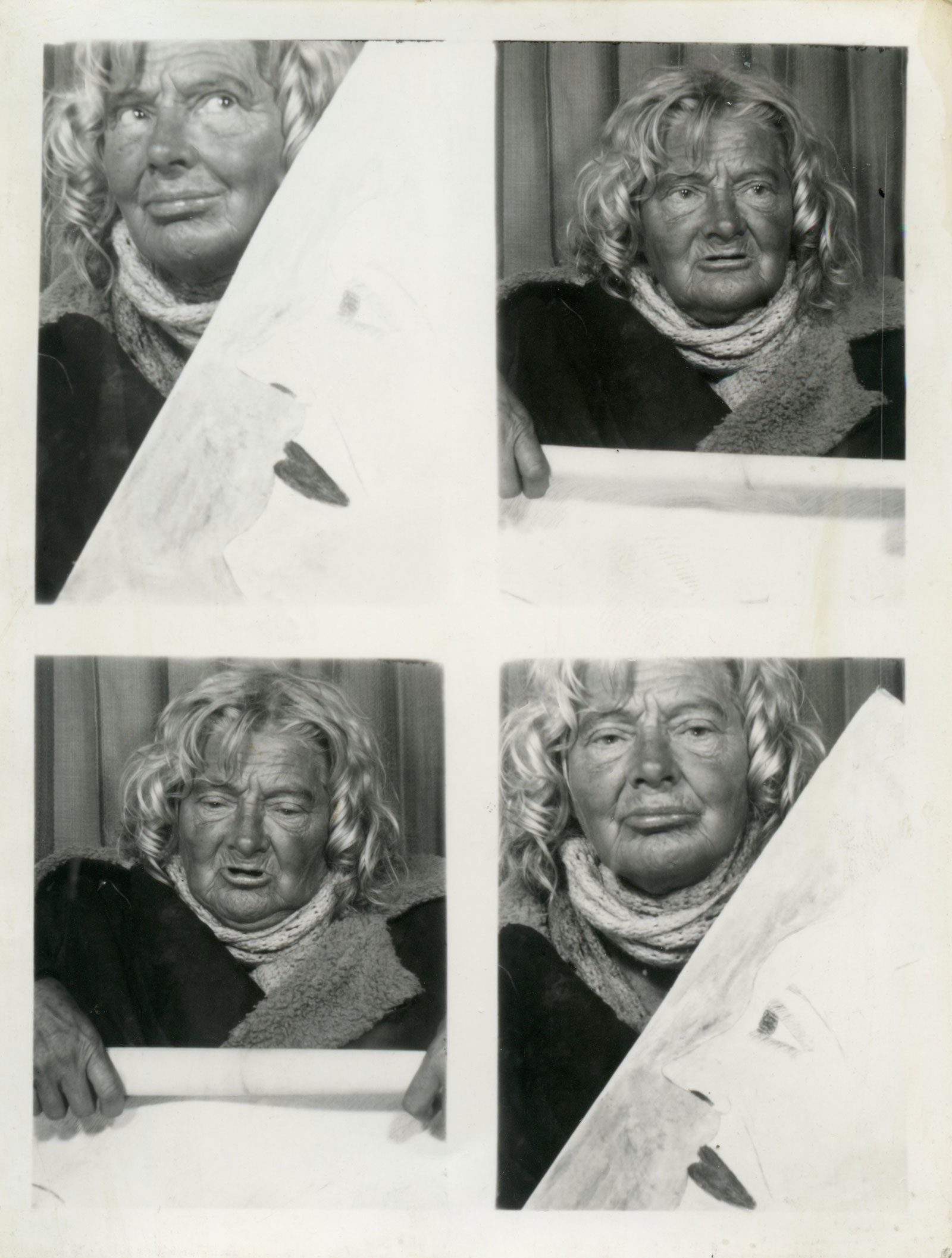 four photo booth images of the artist in various poses