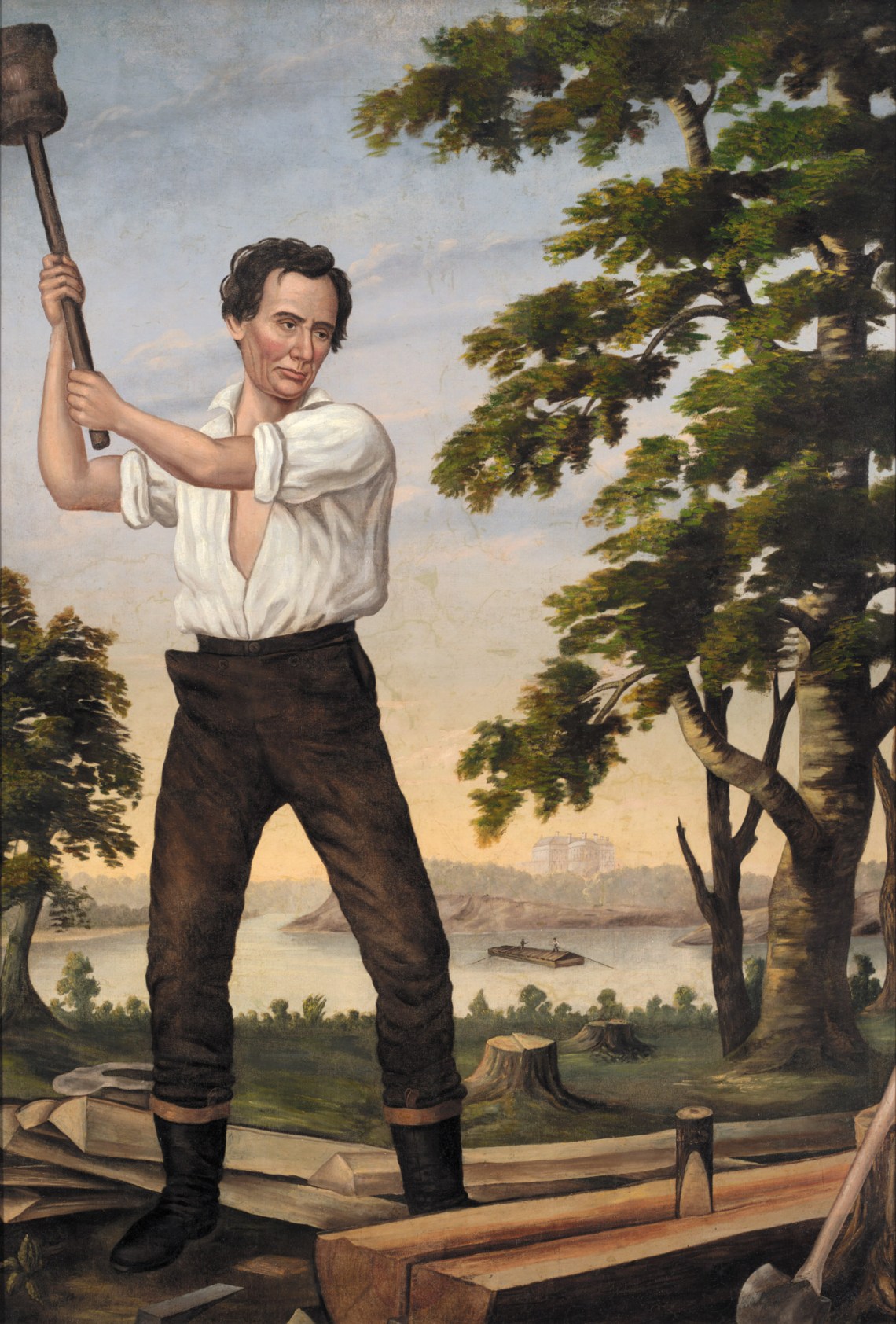 The Railsplitter, a painting of Abraham Lincoln displayed at his rallies