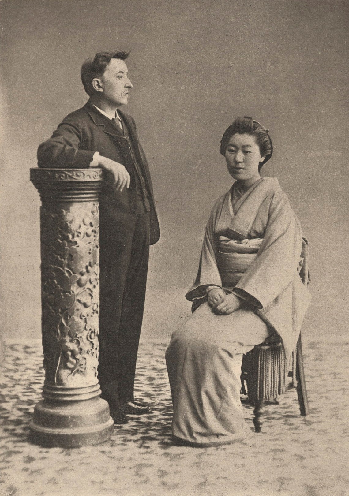 Lafcadio Hearn and his second wife, Setsuko Koizumi