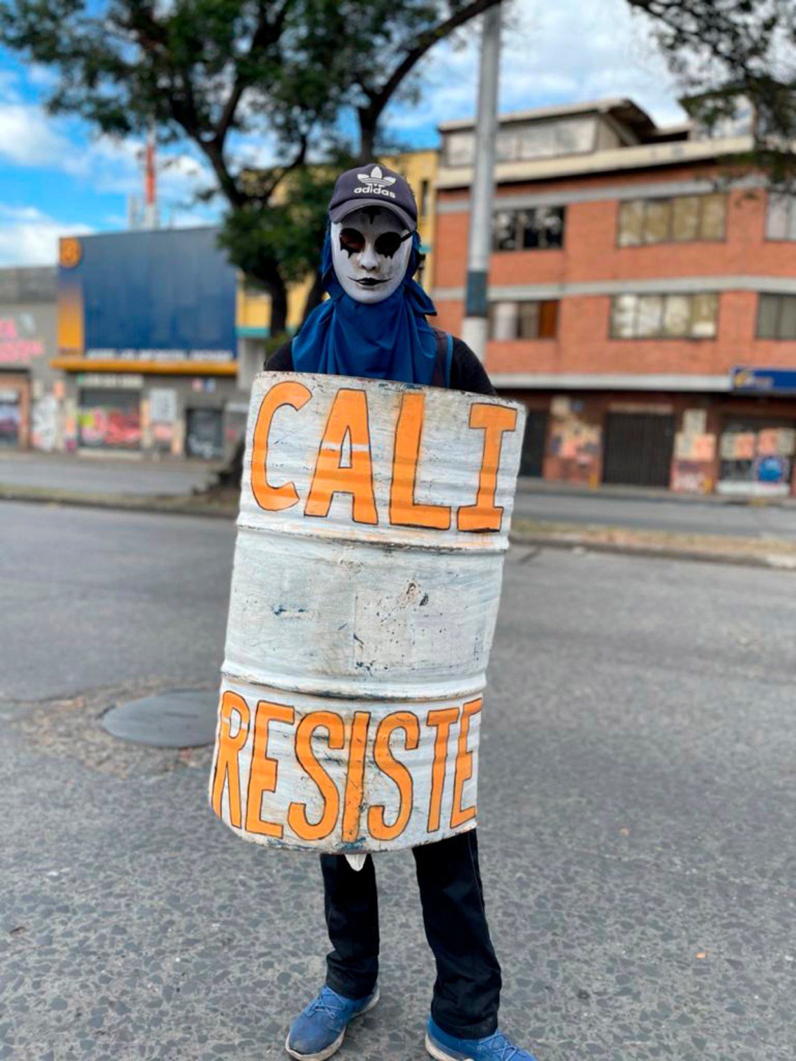A demonstrator during antigovernment protests, Cali, Colombia, May 2021