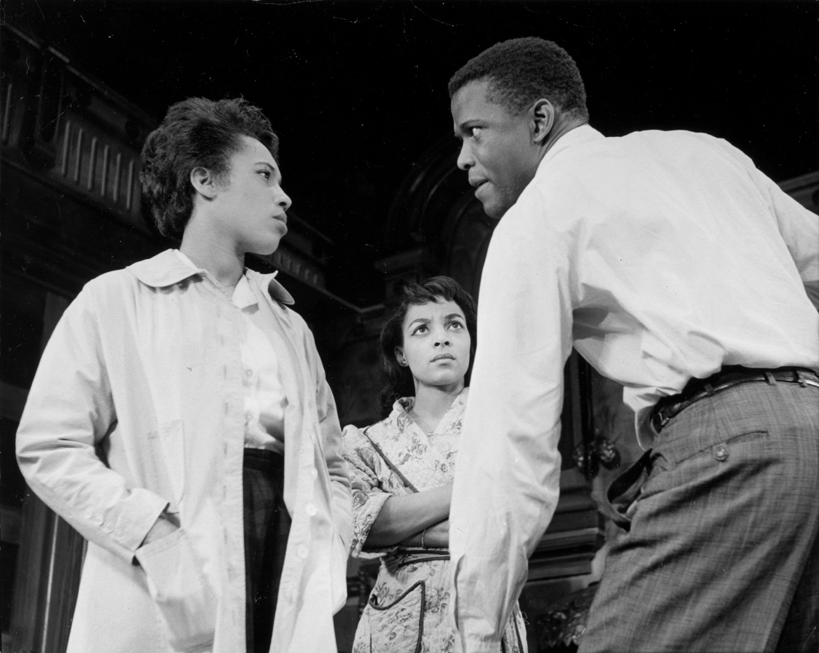 Diana Sands, Ruby Dee, and Sidney Poitier in the original Broadway production of A Raisin in the Sun