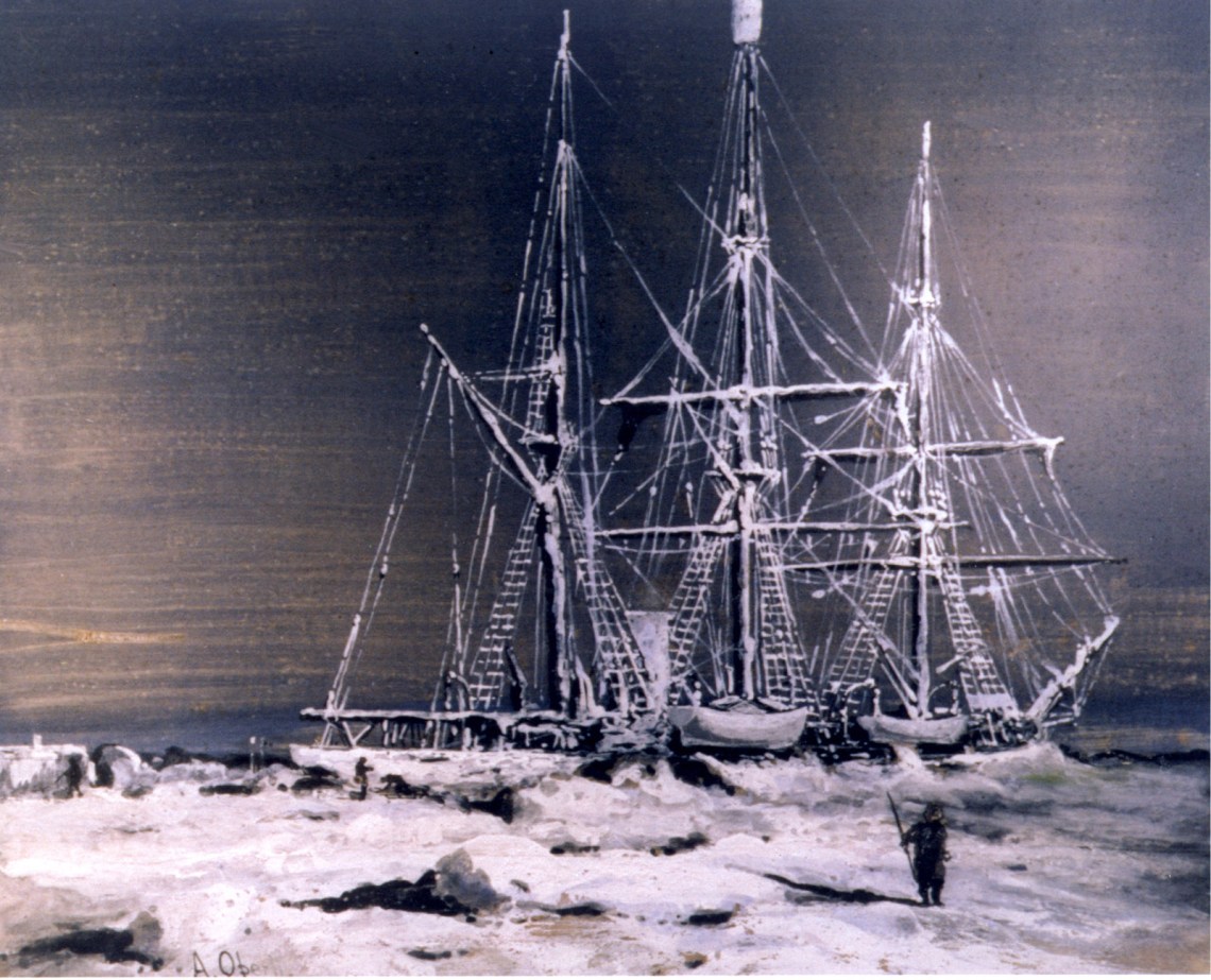 The Belgica stranded in ice; painting by Albert L. Operti