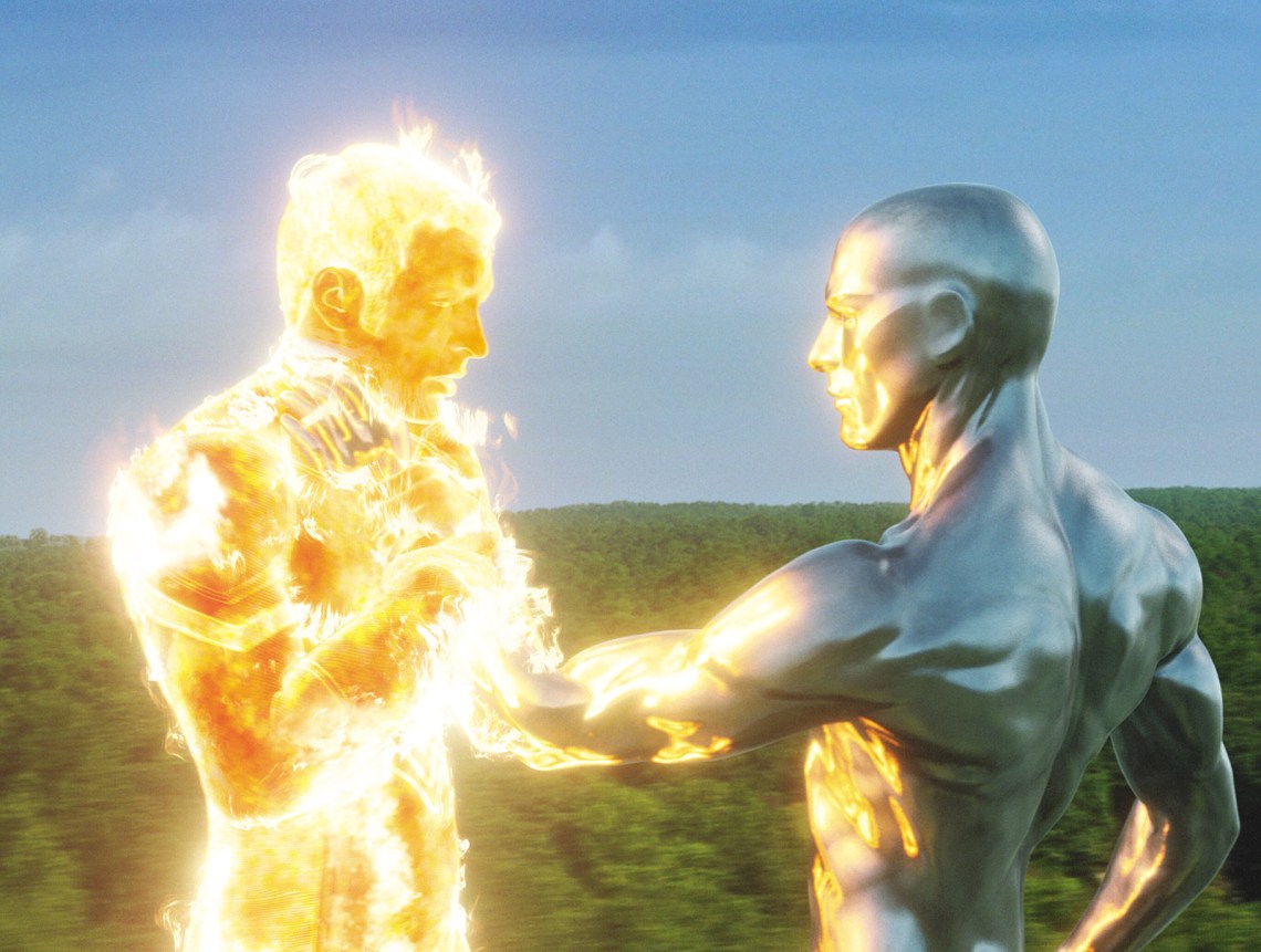 and Doug Jones as the Silver Surfer in Fantastic Four: Rise of the Silver Surfer