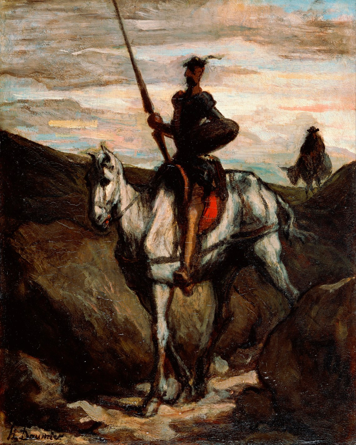 Don Quixote in the Mountains; painting by Honoré Daumier