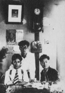 Yi Sang with the novelist Pak T’ae-wŏn and the poet Kim So-un