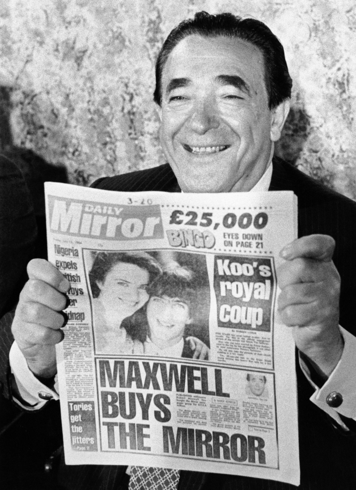 Robert Maxwell announcing his acquisition of Mirror Group Newspapers