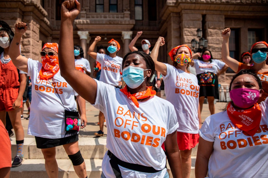 A protest at the Texas State Capitol against a new law banning abortion after six weeks of pregnancy