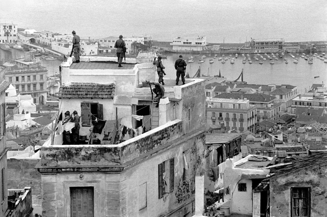 French soldiers patrolling Algiers during the Algerian War of Independence, 1960