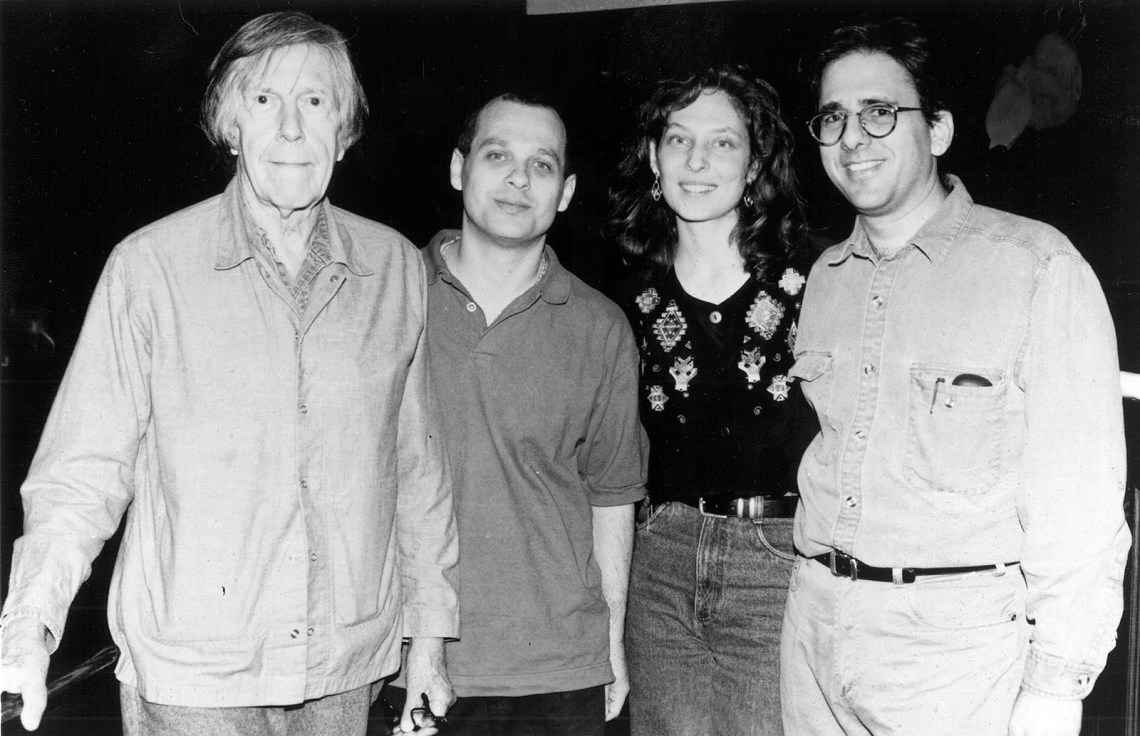 John Cage with Bang on a Can founders David Lang, Julia Wolfe, and Michael Gordon