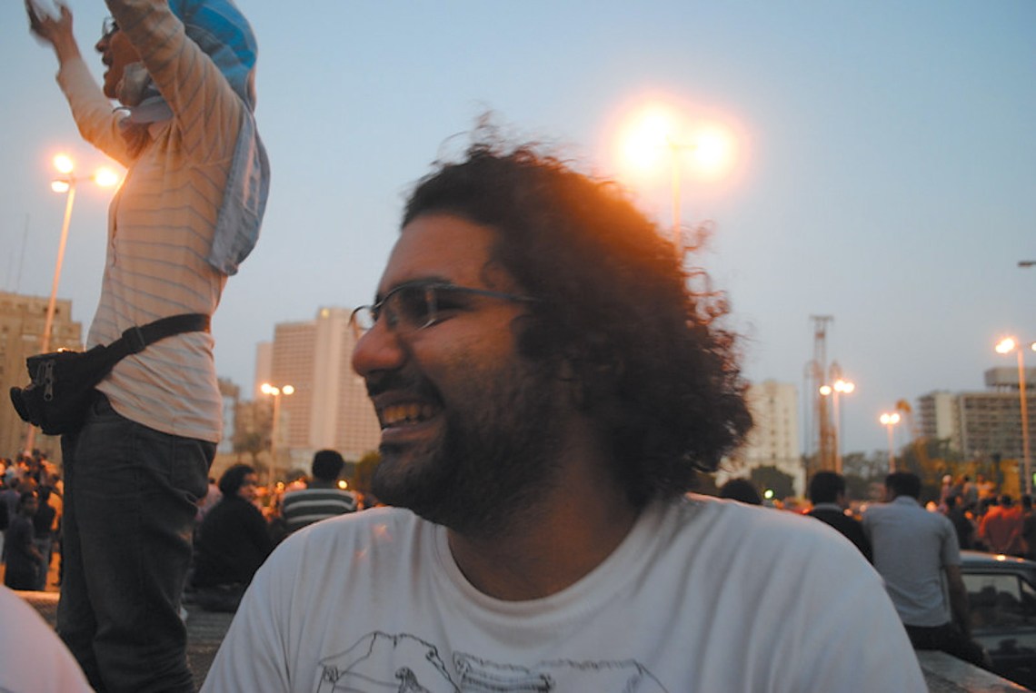 Activist Alaa Abd el-Fattah in Tahrir Square, Cairo