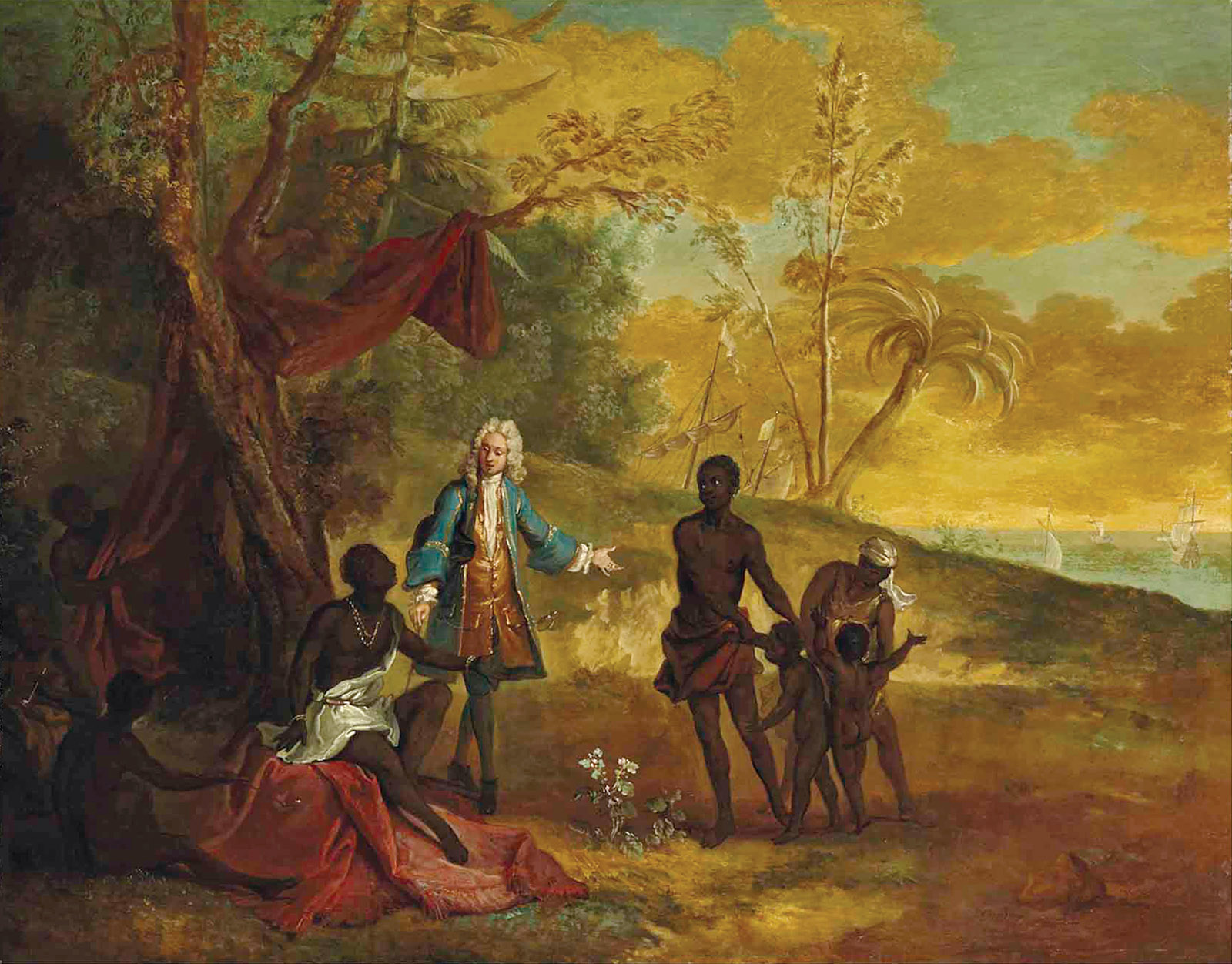 Africa: A European Merchant Bartering with a Black Chief; painting by Jean-Baptiste Oudry