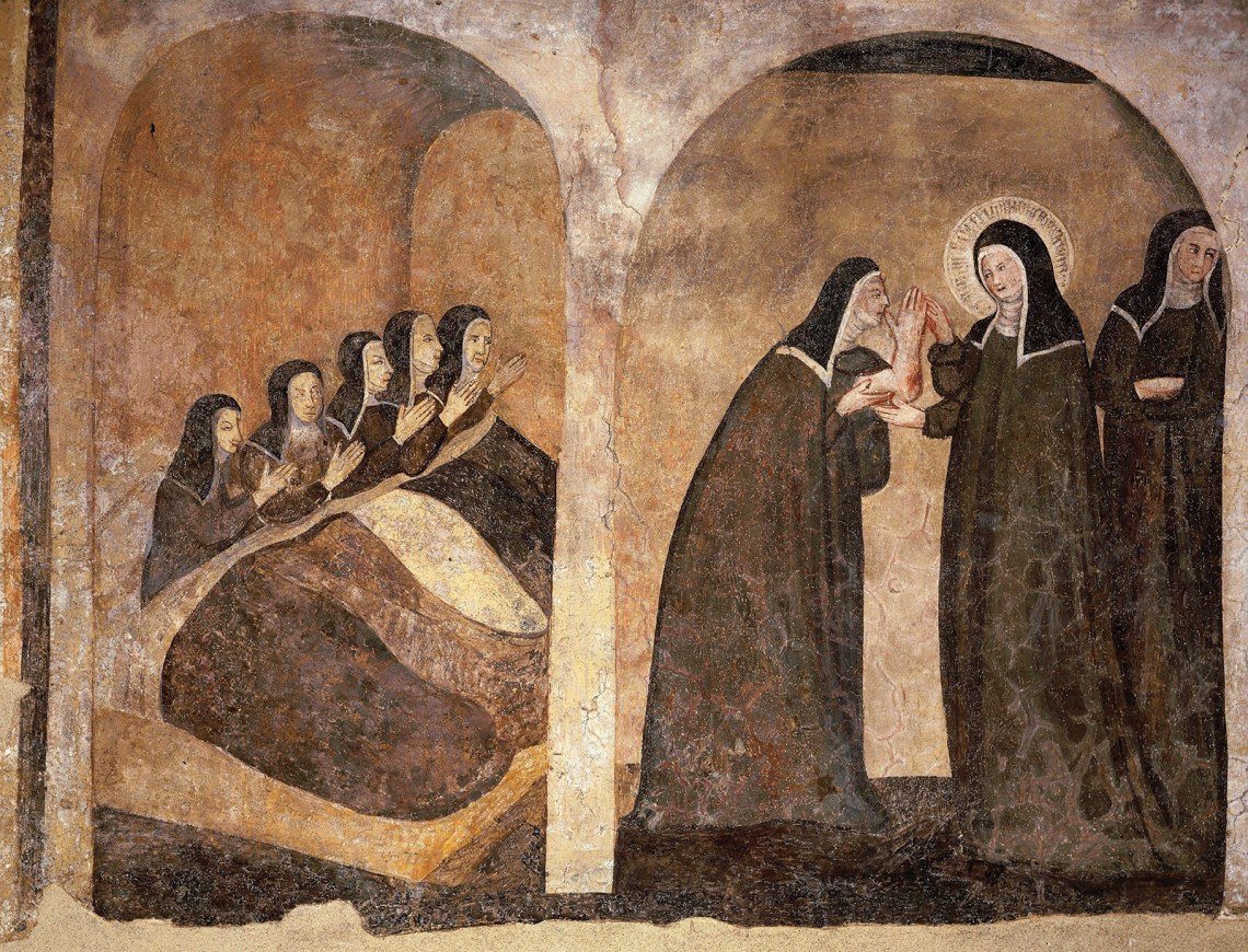 The miracle of Saint Clare; fresco from the Church of Saint Clare, Nola, Italy