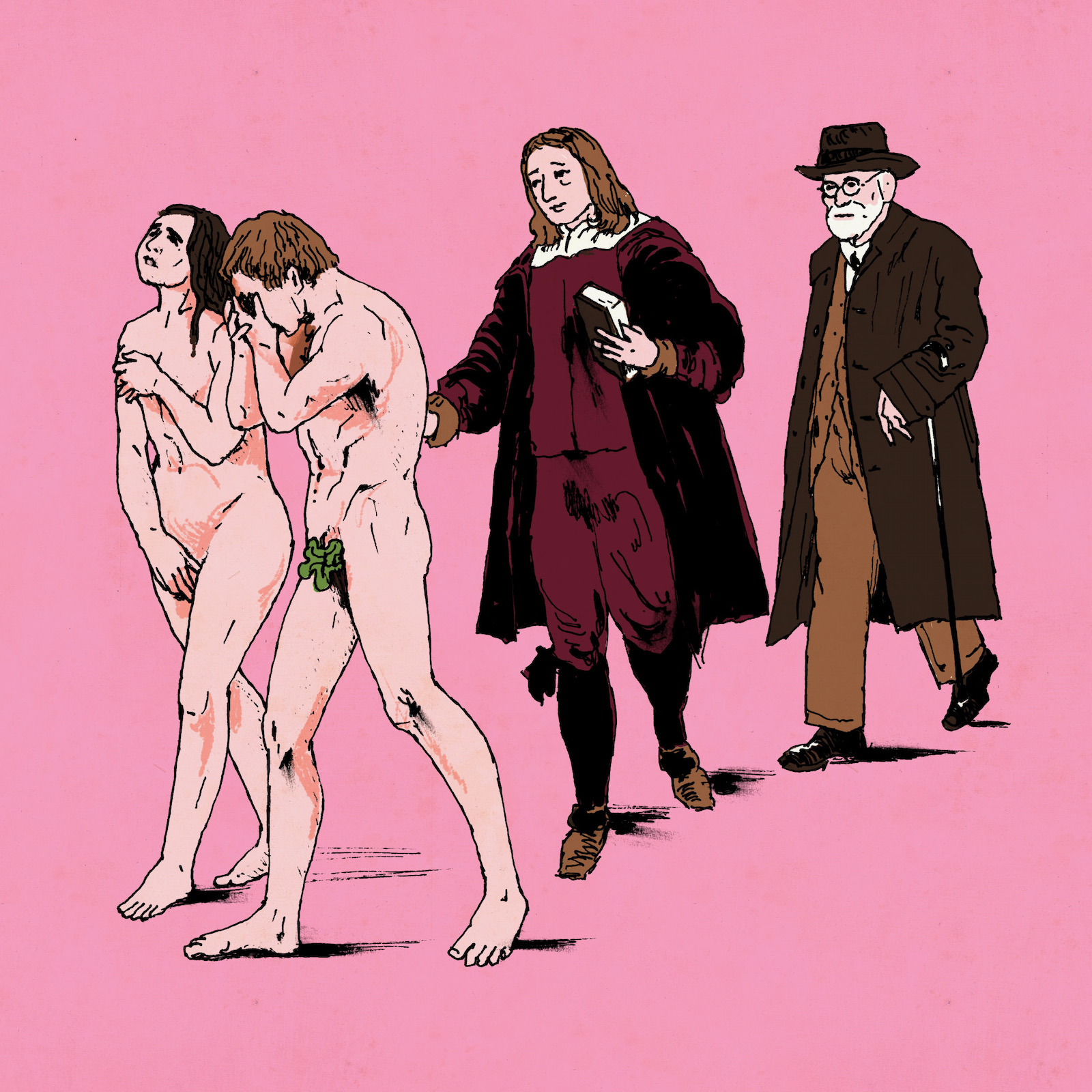 Illustration showing Milton and Freud