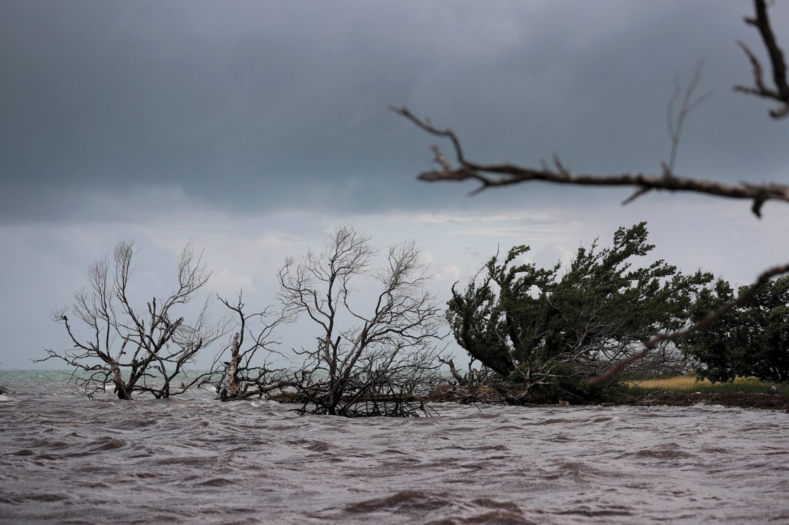 Flooding caused by unusually high seasonal tides, Bahia Honda Key, Florida