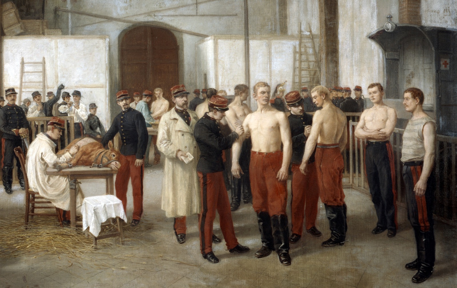 Painting of smallpox vaccination of army recruits
