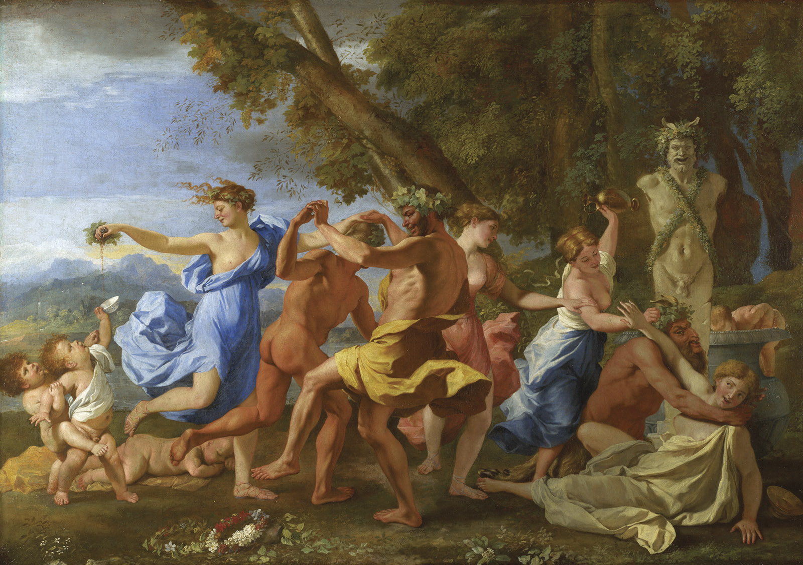 A Bacchanalian Revel Before a Herm; painting by Nicolas Poussin