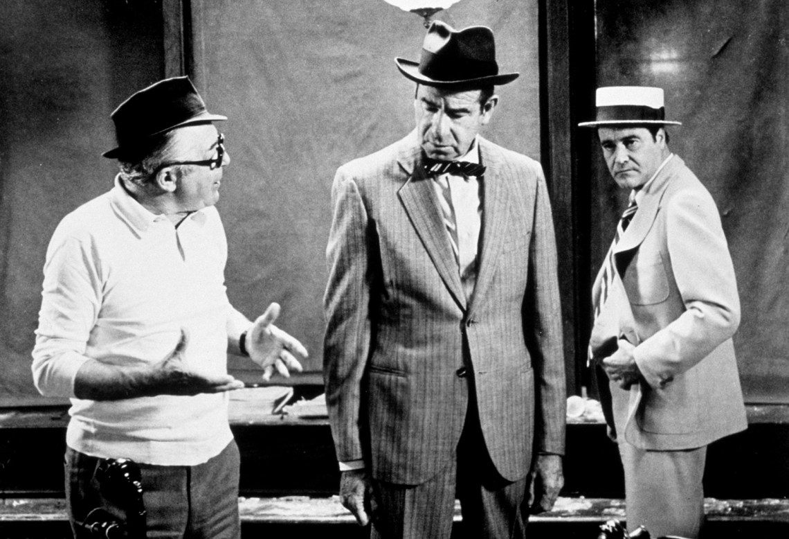Billy Wilder, Walter Matthau, and Jack Lemmon on the set of The Front Page