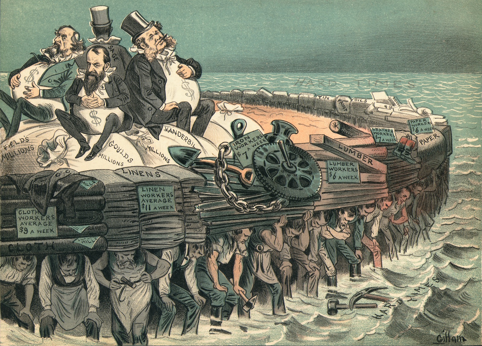 A political cartoon lampooning the “robber baron” industrialists