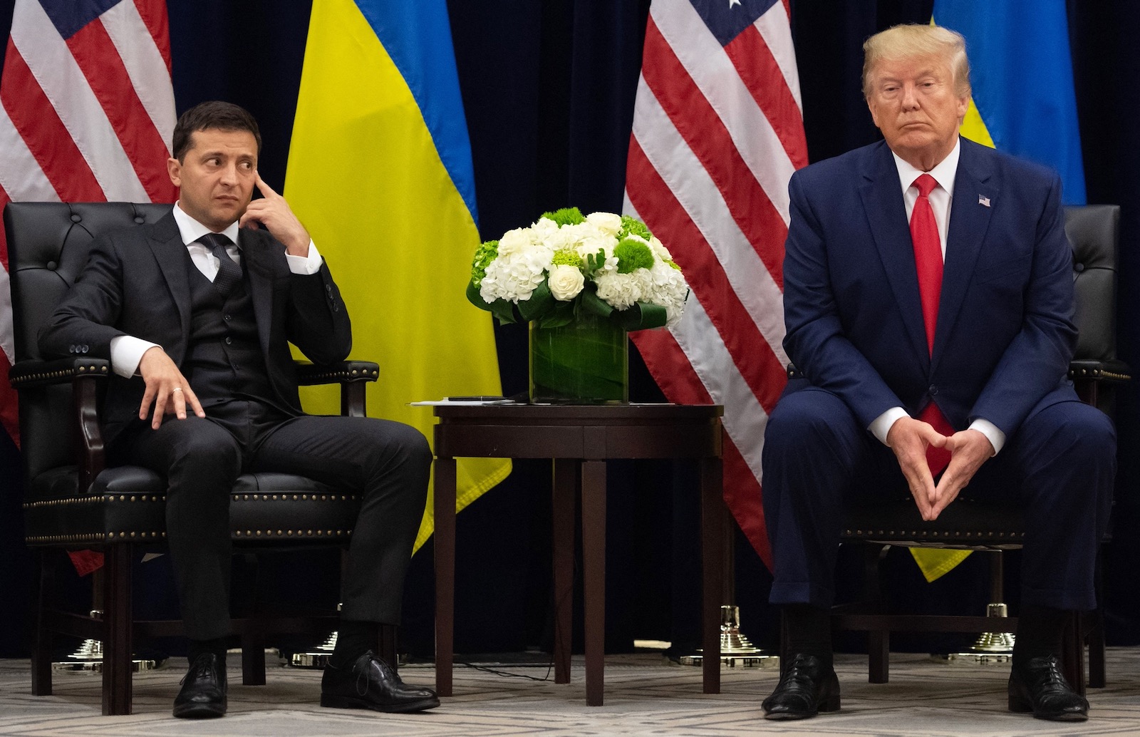 President Donald Trump meeting with Ukrainian President Volodymyr Zelensky