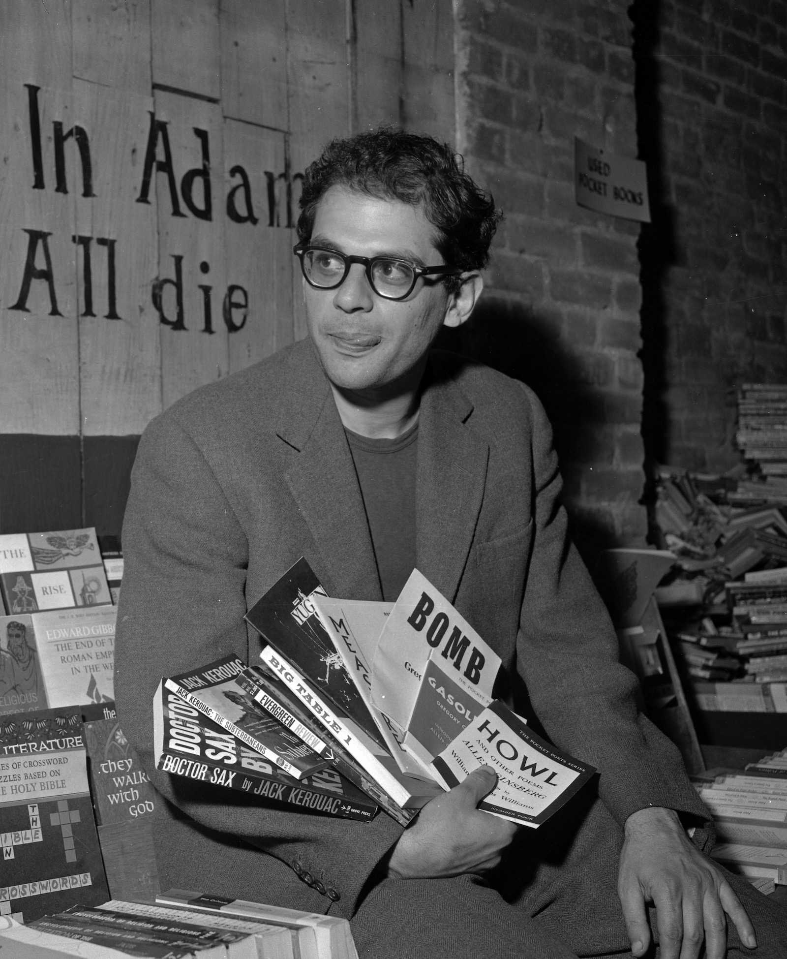 Allen Ginsberg in the City Lights bookstore, 1959