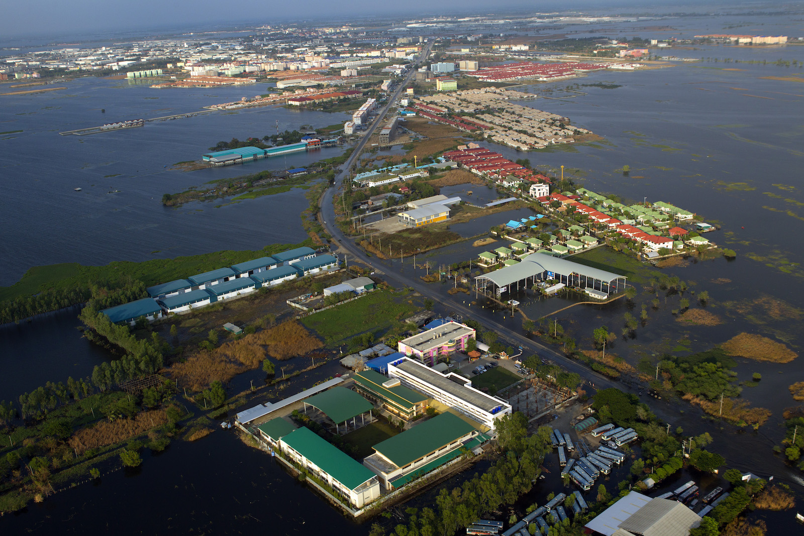Flooded factories in the Rojuna industrial district in Ayutthaya, Thailand, November 2011