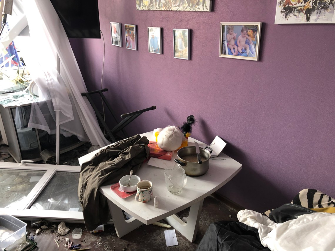 destroyed apartment in Ukraine