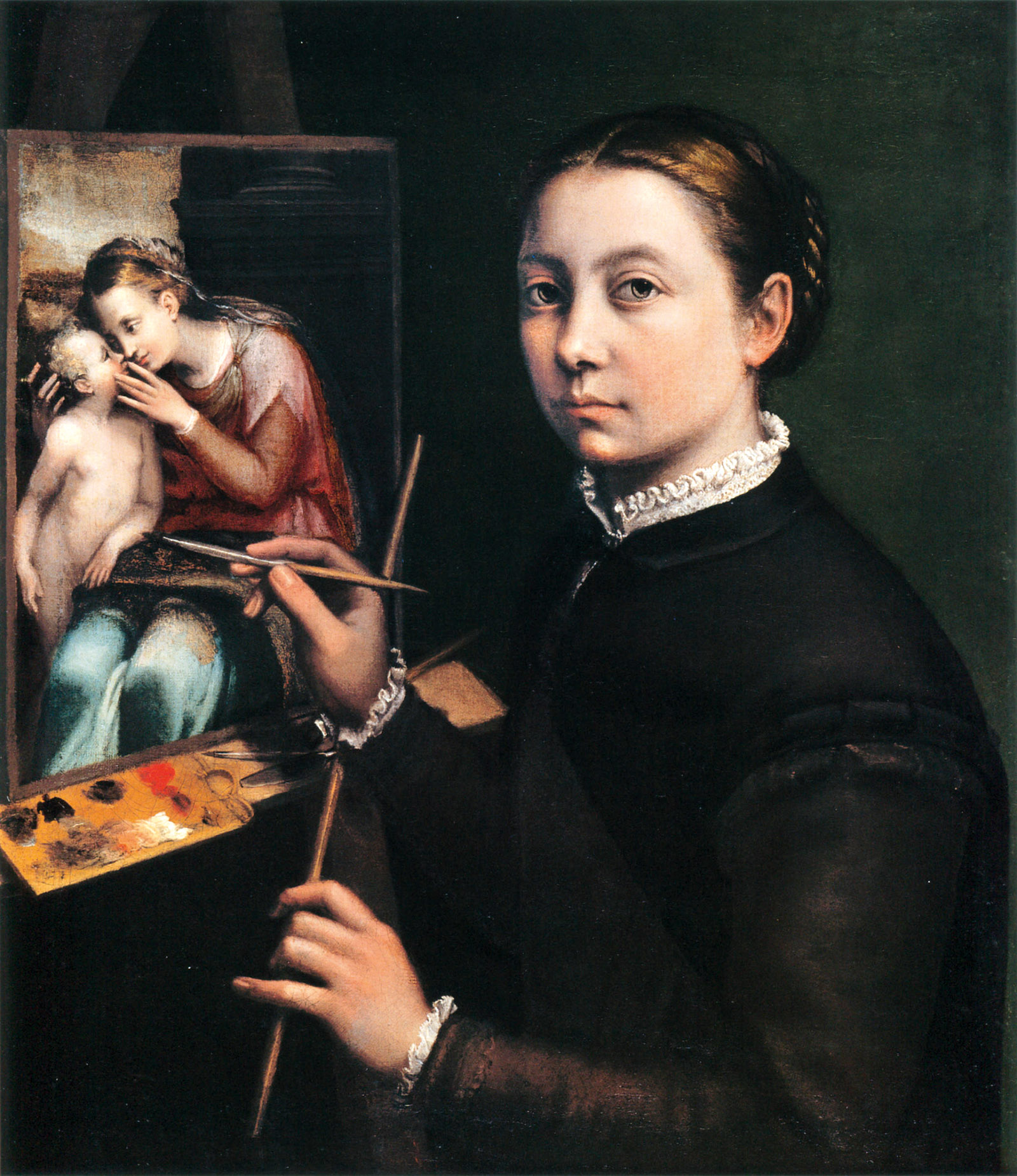 Self-Portrait at the Easel Painting a Devotional Panel; painting by Sofonisba Anguissola
