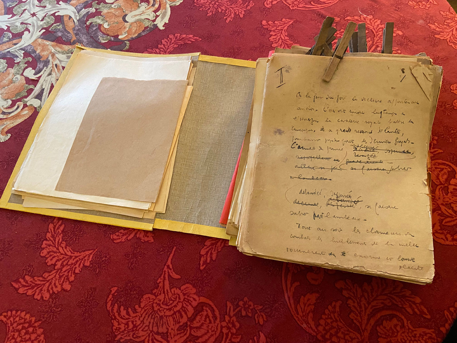 Pages from the Céline manuscripts that the journalist Jean-Pierre Thibaudat had been secretly holding
