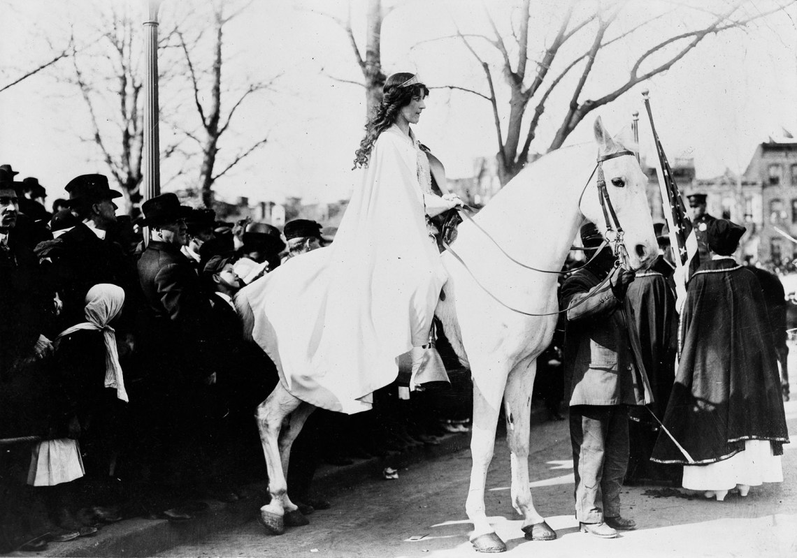 Inez Milholland leading the National American Woman Suffrage Association parade, Washington, D.C., 1913
