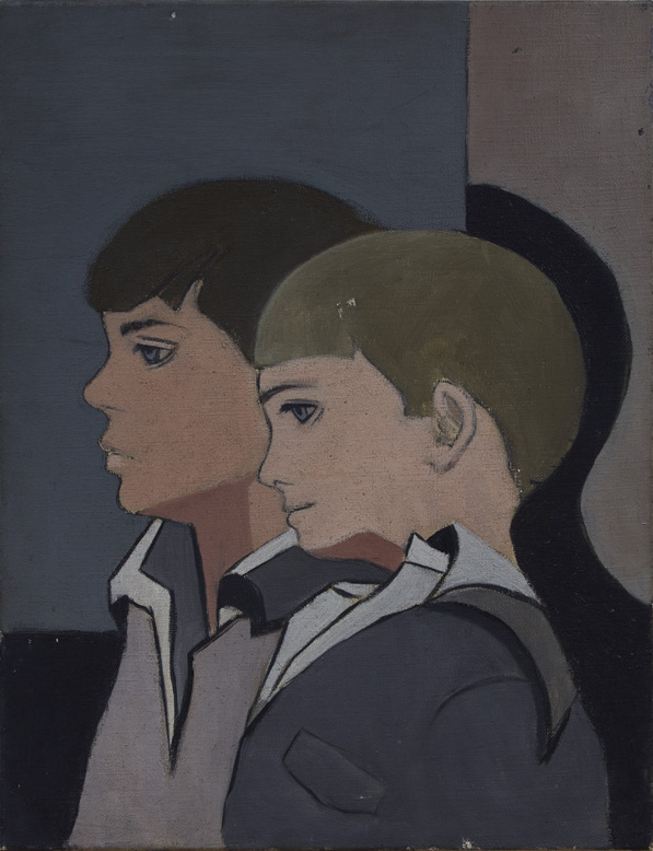 Painting of two boys in profile