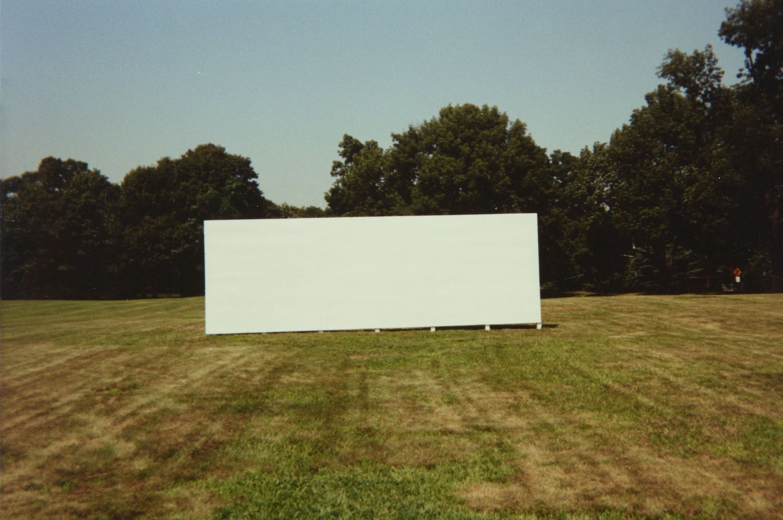 An empty billboard in a deserted field